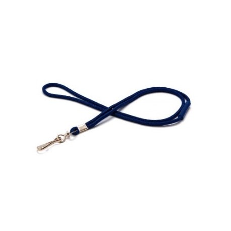 Cordons - rond 4mm - mousqueton métal - bleu marine 