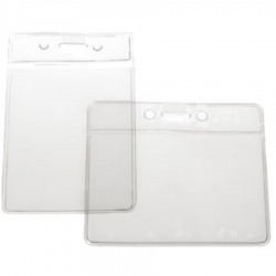 Lot de 100 porte badges souples CR80 bandeau renforcé et double perforation