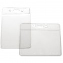 Lot de 100 porte badges souples CR80 bandeau renforcé et double perforation