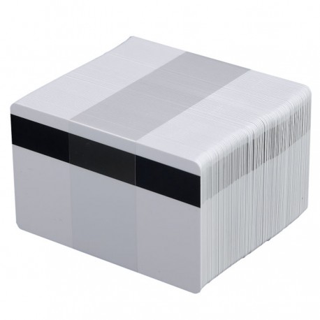 100 Cartes PVC blanches Premium avec piste HiCo - 86 x 54 mm